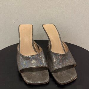 Urban Outfitters Silver Glitter Mules